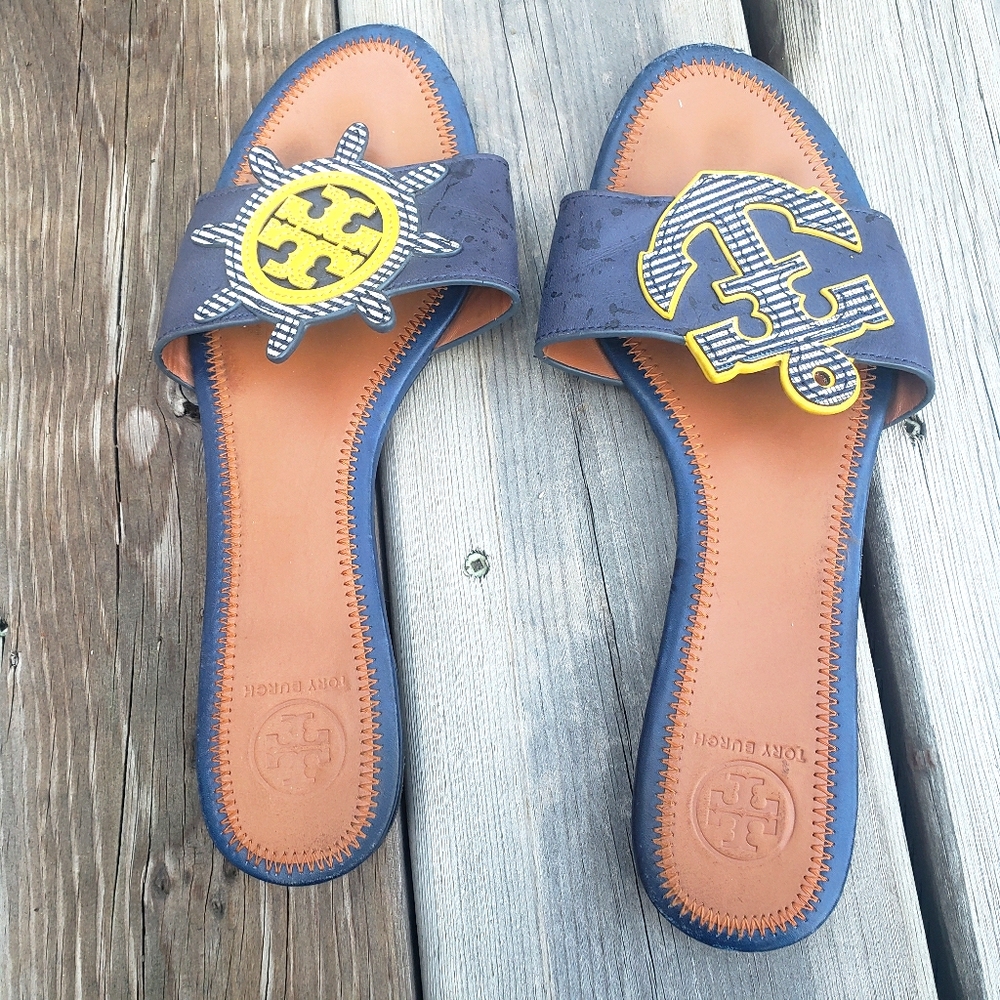 Tory Burch Maritime Mismatched Nautical slides